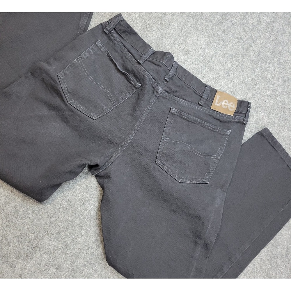 Lee Jeans Mens 38x30 Black Denim Stretch Regular Fit Straight Leg Streetwear